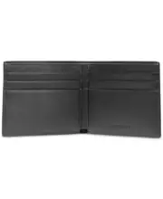 NWT Michael Kors Slim Billfold Wallet OS Black Faux Leather Plated Hardware
