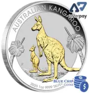 2020 $1 Perth Mint Australian Kangaroo 1oz Silver Gilded Coin CERTIFICATE 171
