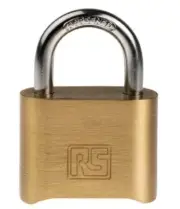RS Pro 4-DIGIT BRASS COMBINATION PADLOCK 32x7mm Shackle, 53mm Body,Weather Proof