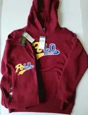 Polo Ralph Lauren 2 Piece Sweatsuit Red Pants Size M 10-12 Jacket Size L 14-16