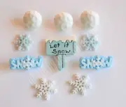 Snow Day Button Embellishments / Let It Snow ~ Snow Balls & Snow Flakes