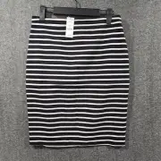 White House Black Market Womens Pull On Pencil Skirt Size 2 Black White Striped