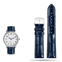 在飛比找蝦皮購物優惠-21 毫米 22 毫米藍色真皮錶帶錶帶適用於浪琴表 L4.9
