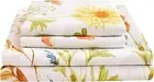 Yellow Floral Printed Sheet Set King Size, 4 Piece Soft Botanical Microfiber Bed