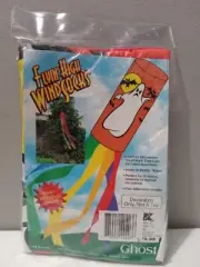 Halloween Flyin' High Windsock Decorative Wind Banner Ghost And Bats 60" Vintage