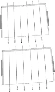 COSMEVIVI 2 Set Stainless Steel Skewer Rack - Folding Barbecue Skewer Kebab Sticks for Grilling Camping Picnics and Backyard BBQ Outdoor Gatherings
