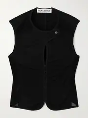 [Our Legacy] Our Legacy - Paneled Layered Mesh-trimmed Cotton-poplin Corset Vest - Black - FR 40 FR 40 Black