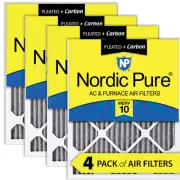 16x30x1 (15_3/4x29_11/16) Furnace Air Filters MERV 10 Pleated Plus Carbon 4 Pack