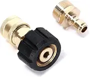 Ruimou 2PCS high Pressure Washer Adapter Set (M22-15mm Inner Diameter to 1/4 Female Head+M22-15mm Inner Diameter to 1/4 Male Head) for Connecting Universal Guns, Hoses, and Pumps,5000PSI