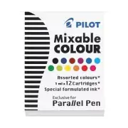 Pilot Parallel Calligraphy Pen Ink Cartridges 12/Pk Asst Colors Mixable