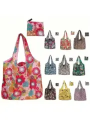 1Pc Reusable Grocery Shopping Bag, Foldable Tote Bag with Handles, Waterproof La
