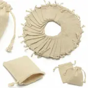 30x Small Bag Natural Linen Pouch Drawstring Burlap Jute Sack Jewelry Gift Wed