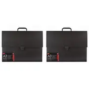 2x Jasart A3 Studio Art/Craft Case School Artworks Storage Organiser/Holder BLK