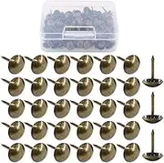 Hilitchi 200-Pieces 7/16''(11mm) Antique Brass Tacks Bronze Nail Pins Upholstery Nail Tacks Furniture Thumb Tack Pins Assortment Kit (Bronze)