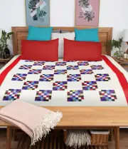 Multicolor Checkerboard FINISHED QUILT - Traditional Scrap Quilt