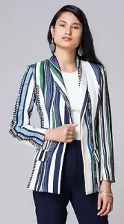 Sachin & Babi Blazer Uva Blazer Colored Striped White Navy Jacket SZ 4 NWT $495