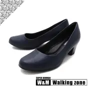 WALKING ZONE SUPER WOMAN系列 圓頭素面中跟淑女鞋上班鞋 - 卡其