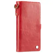 Caseme For Iphone 6 Plus and 6S Plus Tpu + Pc Detachable Magnetic Horizontal Flip Leather Case With Card Slots and Wallet and Photo Frame and Storage Cutouts and Metal Loop Lanyard(Red)