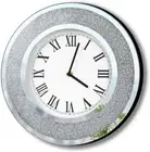 Bling Silver round Mirror Clock 12Inch. Glam Sparkle Twinkle Shining Mirrored Wa