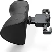 Leather Car Seat Headrest Cushion Multi-Function Adjustable Memory Foam Pillow Neck Support Cushion with Hook for Travelling(Glossy Black)