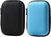 2PCS Waterproof Hard EVA Shockproof Carrying Case, Hard Drive Storage Pouch Box Bag with Zipper, Carry Case Cover Pouch, Hard Drive Carrying Case Storage Organizer (Black+Blue, One Size)