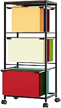EasyPAG 3 Tier Rolling File Cart with Wheels Letter & Legal Size Hanging File Folder Rack Mobile File Folder Rack for Home Office, Black