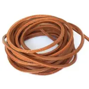 LolliBeads TM 3mm Flat Genuine Leather Cord Braiding String Light Brown 5 Yards