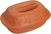 KitchenCraft Roasting Pan with Lid and Recipe in Gift Box, Terracotta, Orange, 35 x 27 x 16.5 cm