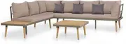 'vidaXL 4 Piece Garden Lounge Set - Stylish Solid Acacia Wood with Durable Steel Frame, Perfect for Garden Patio - Includes Sofa, Corner, Coffee Table and Cushions
