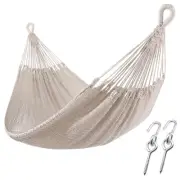ZEAN Handwoven Hammock by Thick Cotton Rope XXL Two Person Hammock for Outsid...