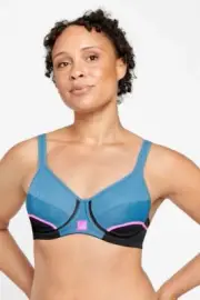 Berlei Electrify Blue/Black/Pink Bra High Impact 50% Less Bounce YXKN Size 12B
