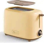 Bear 2 Slice Toaster, 1-inches Wide Slot Bagel Toaster with 6 Shade Settings and Double Side Baking, Compact Bread Toaster with Removable Crumb Tray (Lemon Yellow)