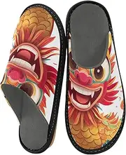 [GAIREG] Unisex Slippers for Home Men's House Shoes Memory Foam Slippers, Chinese Dragon Cartoon-8, 5.5-6