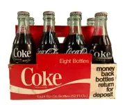COCA COLA 8-Pack Carrier w 6.5oz Green Bottles RETURN FOR DEPOSIT Charleston WV