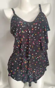 Miraclesuit Solid Rita Triple Tier Tankini Top Dots 1450 Size 10