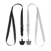 2Pcs Smart Phone Lanyard with 2 Patches, Black/Gray (73-50cm)