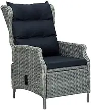 Garden Chairs, Reclining Garden Chair with Cushions Poly Rattan Light Grey
