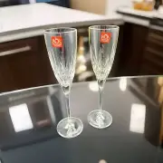 RCR Italian Crystal Disarrano Champagne Flute 9.5" Glasses Pair