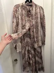 All Saints Leopard Print Button Down Top And Maxi Skirt Matching Set. Size 0