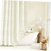 Fabric Shower Curtain, Tufted Chenille Striped 72"W x 72"L (Pack of 1) Cream