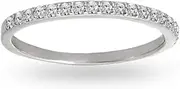 [Hoops & Loops] Sterling Silver Cubic Zirconia Round Thin Stackable Anniversary Eternity Band Ring