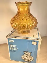 Sears Vintage Amber Quilted Glass Lamp Shade 6.5” FENTON Style