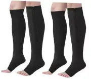 2 Pairs Zipper Compression Socks,Compression Stockings for Men and Women,15-20