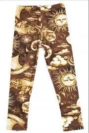 Size Small Girls Sun Moon & Stars Polyester Spandex Comfort Elastic Leggings