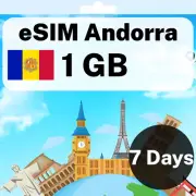 eSIM Andorra - 1 GB - 7 Days - Travel eSIM | QR code activation