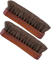 OATIPHO 2pcs Horse Hair Shoe Brush Soft Bristle Brush Set Wooden Handle Efficient