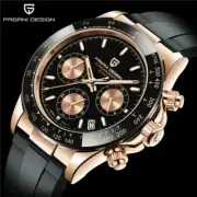 PAGANI DESIGN Mens Quartz Chronograph Watches Rubber Band Sport Wristwatch+Box