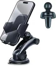【3-in-1】 Car Phone Holder, Car Phone Mount for Dashboard & Air Vent & Windshield & Desk, 360° Universal Mobile Phone Stand for Car for iPhone 16 15 Pro Max 14 13 12 11 XR XS Samsung & All Smartphones