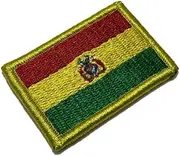 [BR44] BP0029V11 Bolivia Country Flag Embroidered Patch Gold Border Uniform Kart Kimono, Hook Fasteners Attach to Tactical Hats and Gears