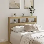 Bed Headboard, Headboards Beds Frame Head Bedroom Furniture Cabinet with LED Sonoma Oak 140x17x102 cm